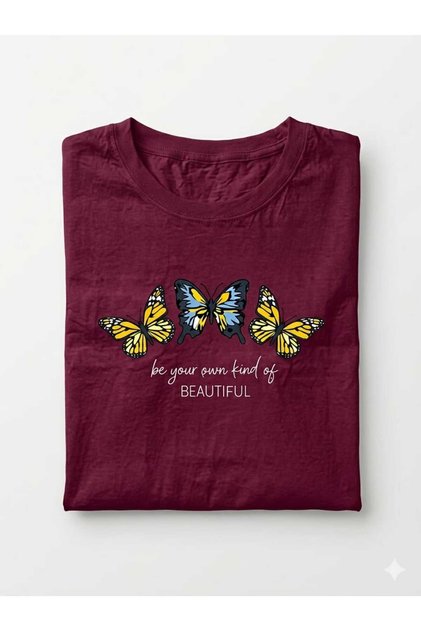 Women's Be Your Own Kind of Beautiful Printed Crew Neck Oversized Comfortable Fit T-Shirt