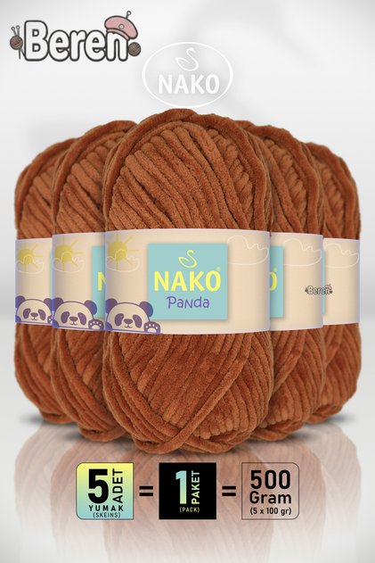 Panda - Tarçın (14066) - 5'li Paket - 100gr/120m - Kadife El Örgü İpi - Amigurumi Punch İpi