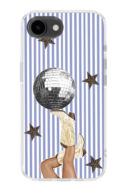 iPhone 16E Compatible Disco Ball Pattern Transparent Phone Case