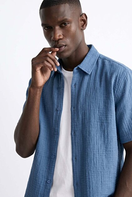 Men's Short Sleeve Shirt - Indigo