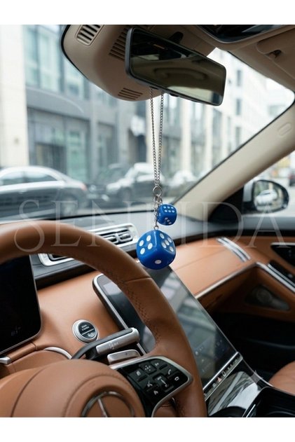 Navy Blue Dice Rearview Mirror Ornament Auto Ornament Dice Rearview Ornament Blue