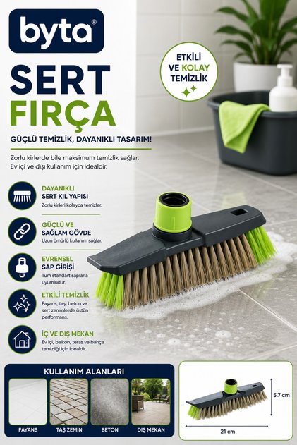 Hard-Bristled Floor Brush 21 cm Multi-Purpose Floor Cleaning Brush Without Handle 1 Piece Supplied in Assorted Colors