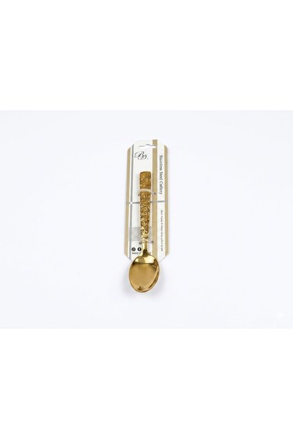 Decorative Tea Spoon Set, Gold Metal, 3 Pieces