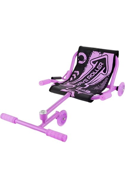 Kids' Scooter Ground-Contact Deck Extendable with Foldable Fabric Seat Supports 89kg, Waveroller 3 Light-Up Wheels with Brake Handle