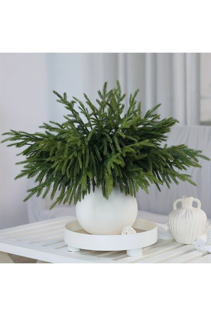 5pcs 5pcs Real Touch 18" Norfolk Pine Branches - Faux Cedar Stems for DIY Crafts, Garland, Wreath &