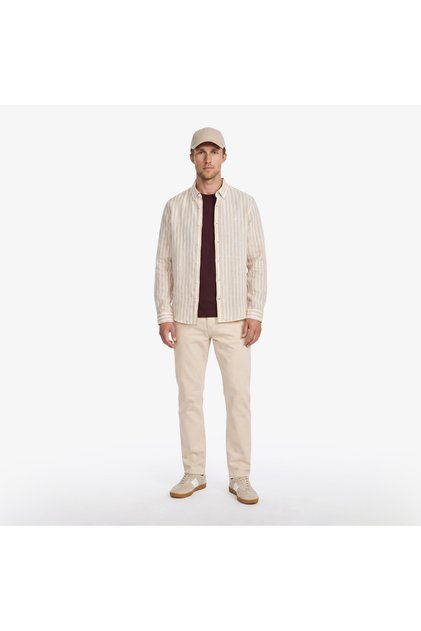 Erkek Krem Tapered Denim Pantolon