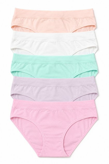 Women's Panties 5 Pack Lycra Cotton Wide Elastic Salmon
