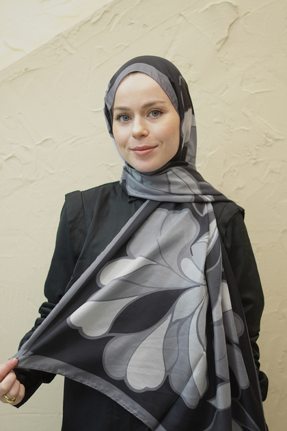 Abstract Floral Pattern Voile Soft Shawl