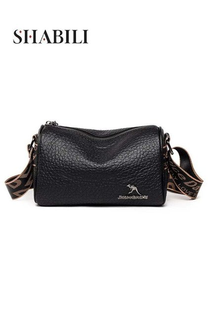 Women Genuine Leather Shoulder Bag Large-Capacity Multi-Pocket Satchel, Ladies Crossbody Bag With Neat Stitching For Teenager Youth Daily Casual Travel, Trendy Cross Bags For Party Outings (Bl