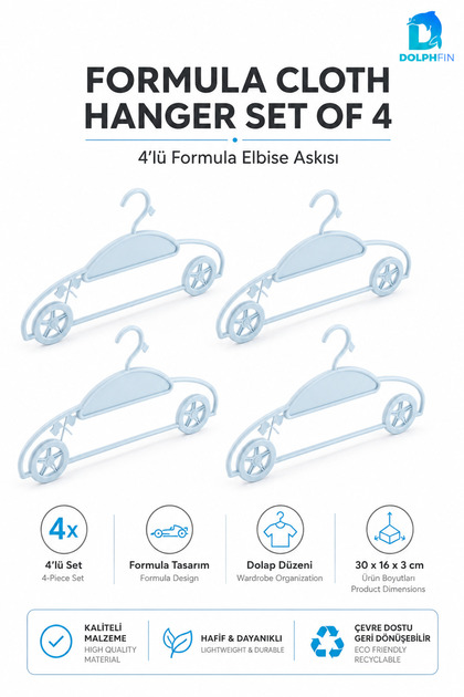 Formula Clothes Hanger 4-Piece Plastic Baby and Children's Clothes Hanger Closet Organizer 30X16 cm