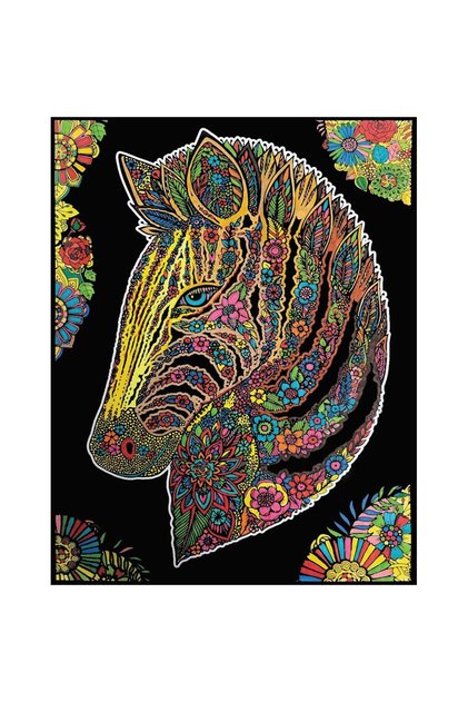 Stepp carte de colorat din catifea Zebra 47x35 cm cu 12 carioci