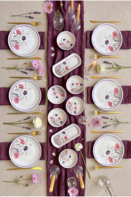 Lavin 14 Piece Ceramic Breakfast Set for 6 People, Breakfast Set