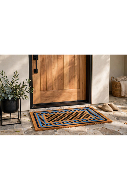 Coco Cc017A Geometric Patterned Thick Non-Slip Sole Moisture Absorbing Stylish Design Door Mat 45X75 cm