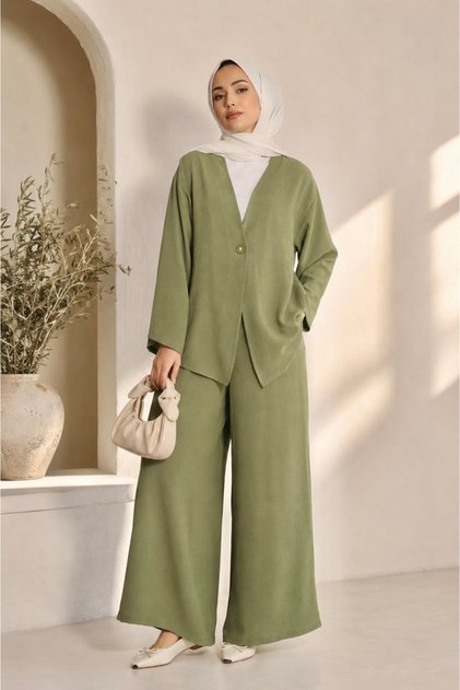 Women's Kimono Comfortable Fit Summer Aerobin Hijab Set Sb0047