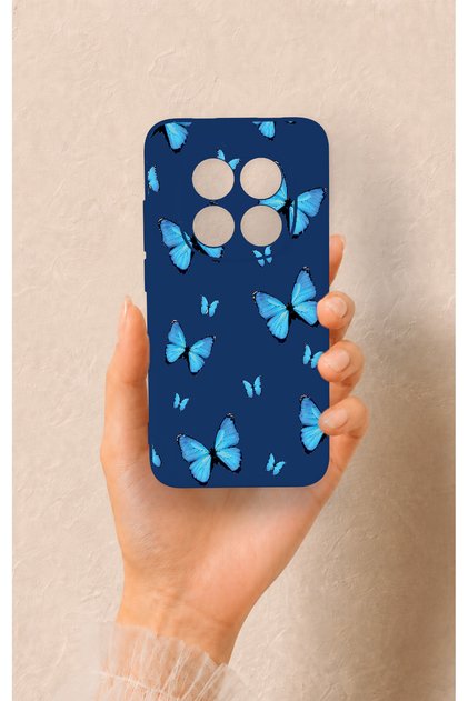 Redmi Note 15 Pro 5g Compatible Blue Butterfly Pattern Silicone Case