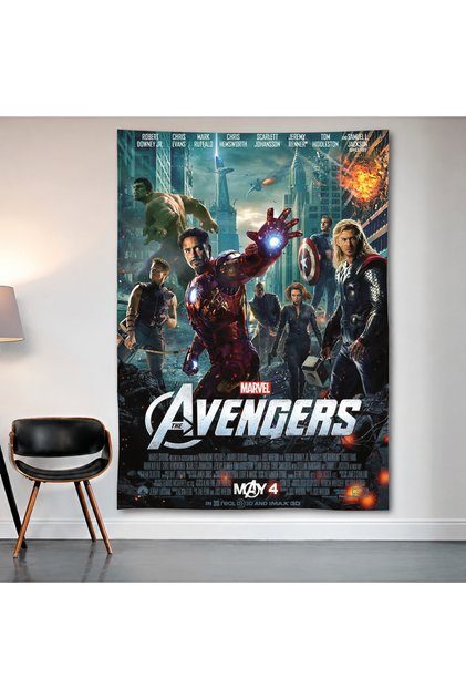 Marvel's the Avengers (2012) Wall Cloth Wall Tapestry First Quality Satin Fabric Poster