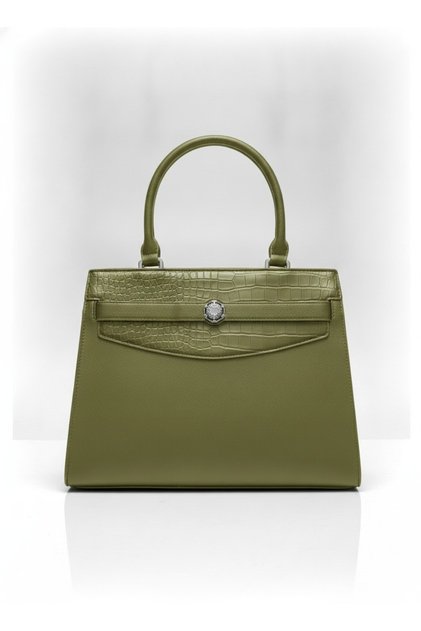 Geanta Dama Piele Ecologica Croco, Verde, 35x30 cm