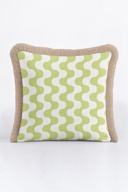 Retro Wave Pattern Fringed Pillowcase - Geometric Bohemian Nordic Mink Tassel Throw Pillow Cover
