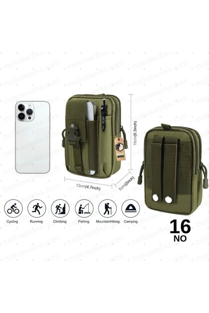 18cm Tactical Modular Mini Khaki Green Chest Belt Handlebar Motorcycle Bike Phone Molle Bag No16