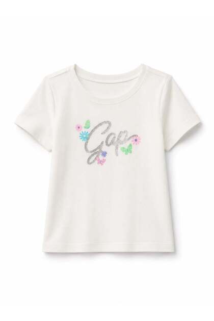 Gap baby floral print t-shirt with lettering - 12 months to 12 years - cream