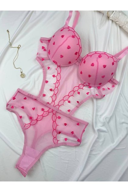 Kalpli Destekli Tül Detaylı Çıtçıtlı Body