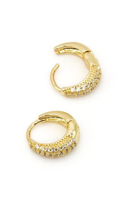 Gold Taşlı Minimal Küpe