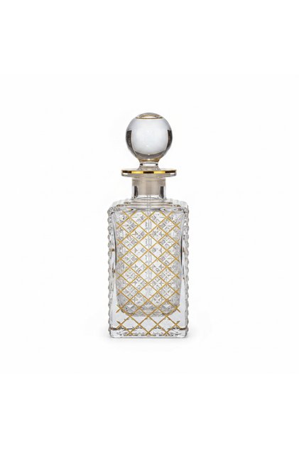 Crystal Glass Perfume Bottle with Golden Design — 250 ml