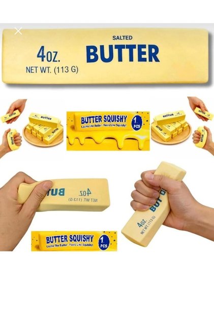 Butter Squishy Tereyağı Tasarımlı Viral Sıkılabilir Stres Oyuncağı – Yumuşak Duyusal Fidget Oyuncak Anahtarlık Hediyeli