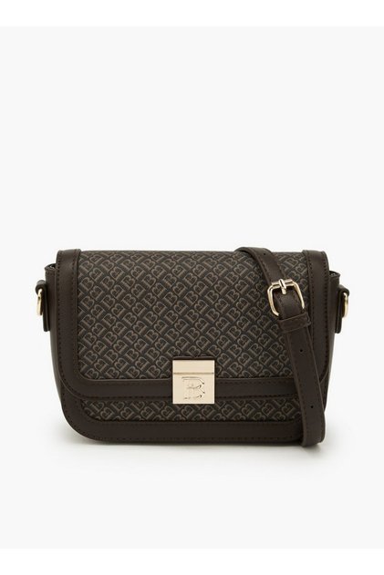 Monogram Print Crossbody Bag with Detachable Strap