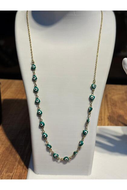 Heart Evil Eye Bead Steel Necklace