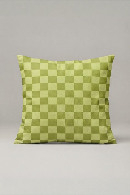 Green Cream Checkerboard Pattern Throw Pillow Cover 126 – Pistachio Checker Design 45X45 cm