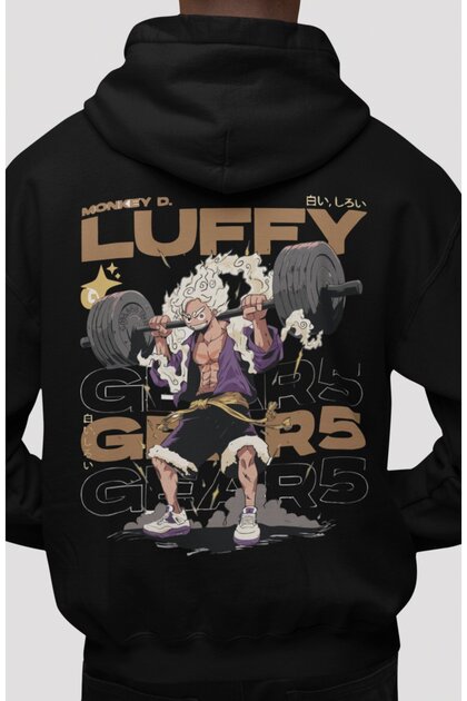 Monkey D. Luffy Gear 5 One Piece Fitness Bodybuilding Gym Anime Back Printed Unisex Oversize Hoodie