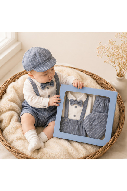 0-3 Months Baby Boy Hat and Bow Tie Set of 5 – Newborn Gift Set