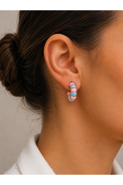 Colorful Enamel Bonibon Steel Earrings