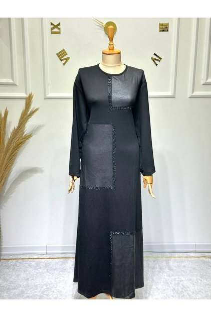 Women's Crystal Combed Cotton Fabric, Stone and Leather Detailed Dress