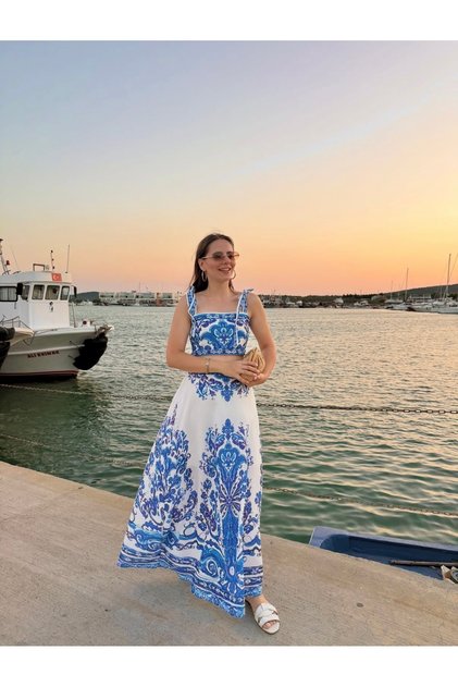 Keten Desenli Etekli Takım