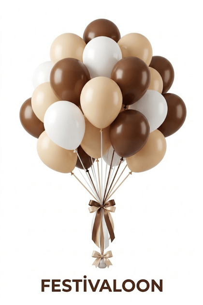 Set of 20 Brown and White Sea Sand Balloons 11 Inch Birthday Party Engagement Organization Decoration