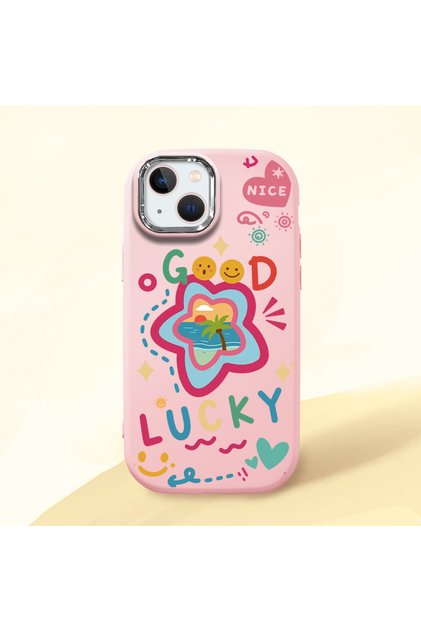 iPhone 13 Compatible Case Camera Protector Pink Silicone Couple Phone Case Heart Pattern