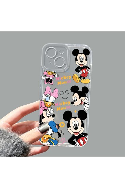 iPhone 14 Compatible Camera Protected Anti-Shock Aesthetic Print Patterned Transparent Silicone Case