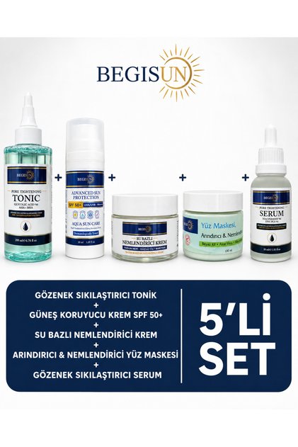 5-Piece Skin Care Set – Sunscreen, Moisturizing Cream, Rice Tonic, Face Mask, Serum