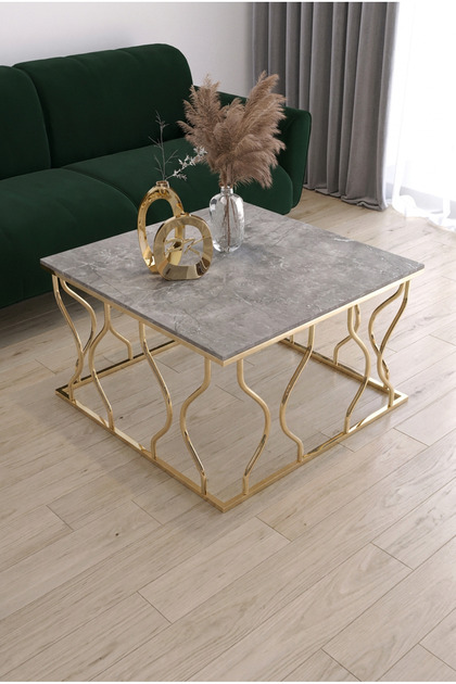 Hayal Orta Sehpa Gold Metal Ayak, Açık Granit Mdf
