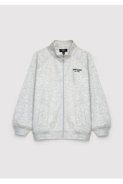 Zippered Hoodless Loose Fit Boys' Sweatshirt.