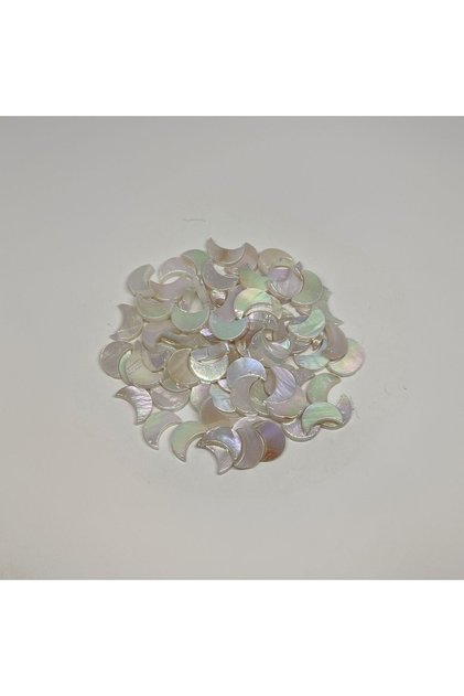 Natural Stone Mother of Pearl White Janjanli Half Moon Model 1cm X 0.2 mm (10 Pieces)