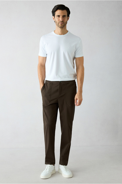 Techno-Line Elastic Waist Lycra Flexible Sweatpants / Track Pants with Pockets