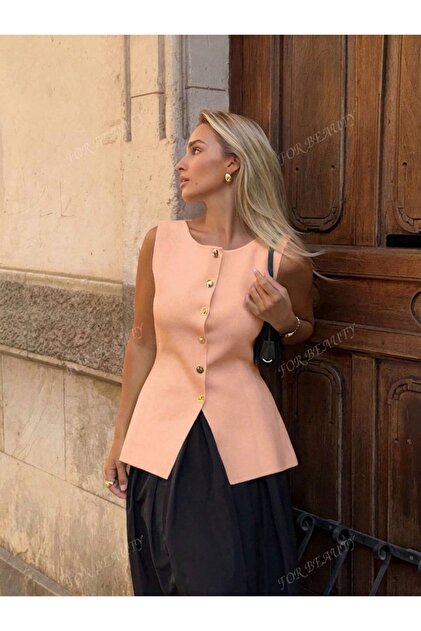 المرأة الأبيض طاقم الرقبة الذهب زر بلوزة سترة سترة Fmoda12700