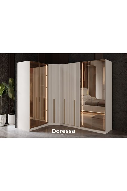 Noyer 7 Kapılı 4 Reflekte Camlı Köşe Gardırop