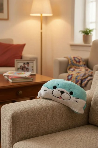 Lisanslı Sevimli Fok Suratlı Katlanan Yumuşak Peluş Battaniye 100 CM