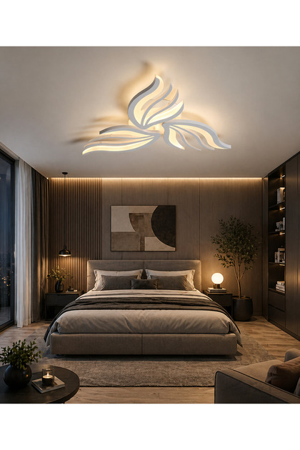 Rose Beyaz Plafonyer Lüks Modern 3'lü Günışığı Ledli Avize