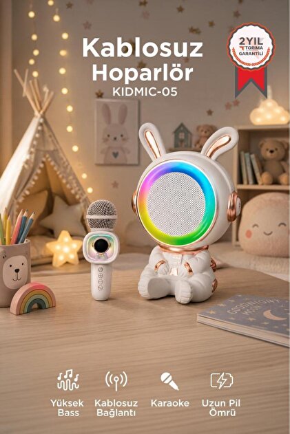 Torima Bluetooth Hoparlör Rgb Işıklı Mikrofonlu Karaoke Tavşan