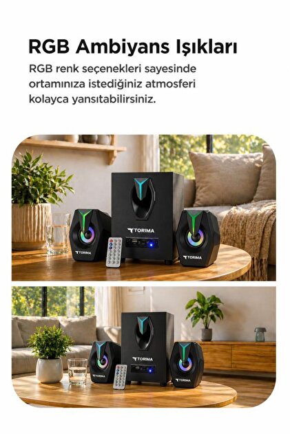 KnotoriousAssemblyVariousArtists12インチ Torima Bilgisayar Hoparlörü Rgb Işıklı 2in1 Subwoofer Bluetooth